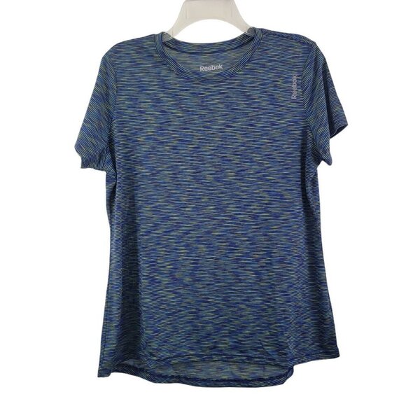 Reebok Women’s Speedwick Performance Blue Space Dye Workout Top – Size Large - Picture 4 of 14